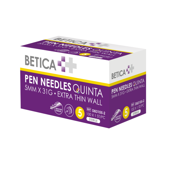 Betica Quinta Pennaalden 5 mm x 31 G steriel (100 stuks)
